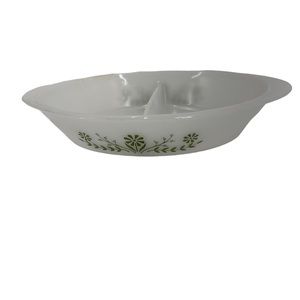 GLASBAKE divided cooking/serving dish, green daisy design J2352